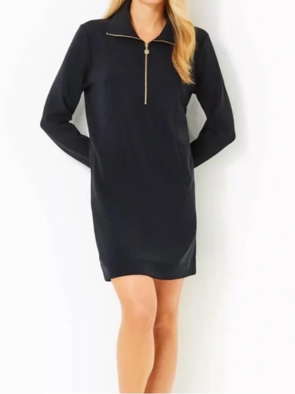 Lily Pulitzer Womens black skipper long sleeve popover dress XL